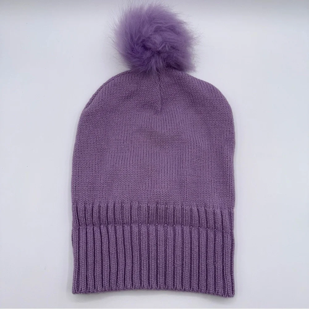 Betsy Johnson Knit Pom Beanie Lavender